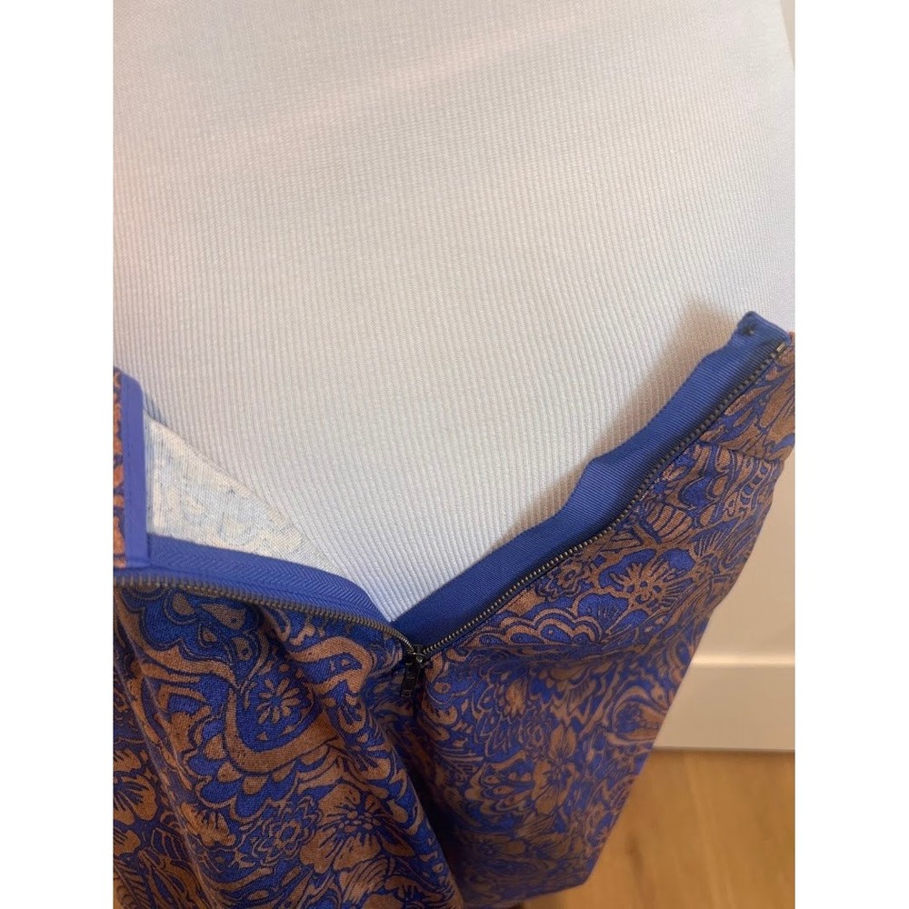 Ann Taylor LOFT Blue Bronze Paisley Floral Pencil Skirt Size 10 Office Career - Picture 6 of 9